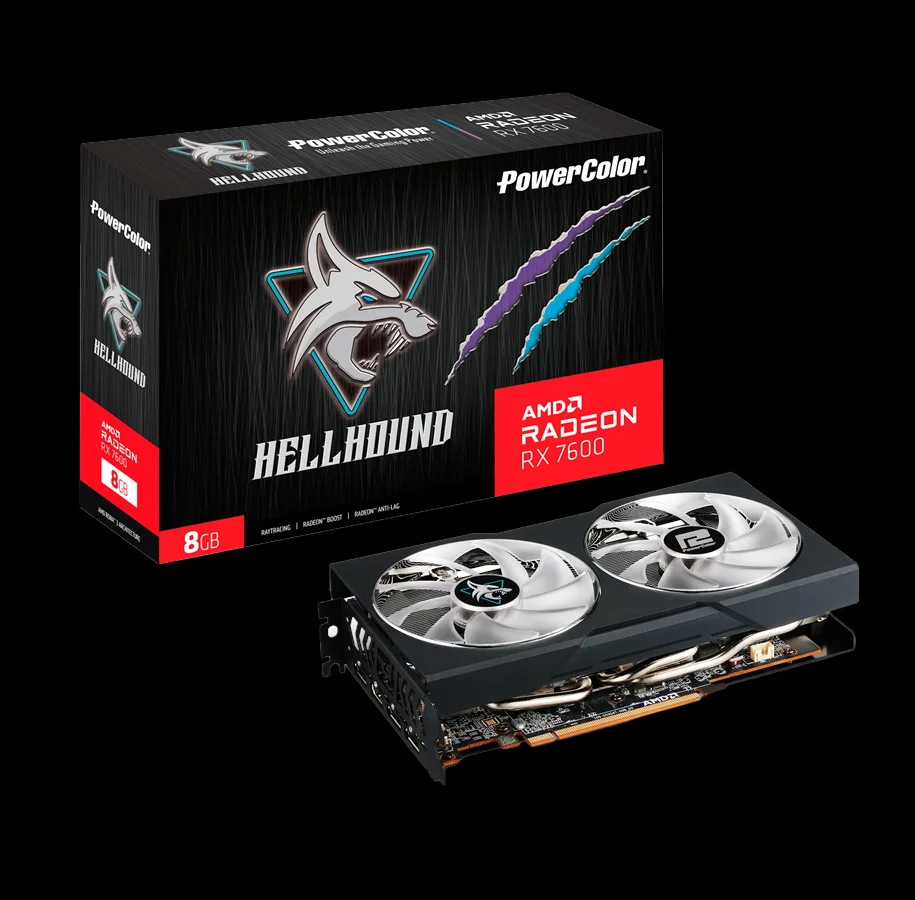 RX 7600 AMD Radeon Näytönohjain PowerColor HellHound